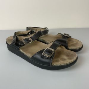 SAS Women's Black Leather Adjustable Buckle Tripad Comfort Sandals Size 9.5N